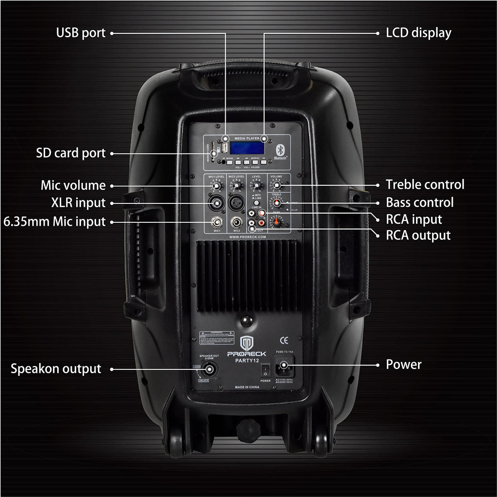 12-Inch 1800W 2-Way Powered PA Speaker System Combo Set with Speaker Stands Z997634