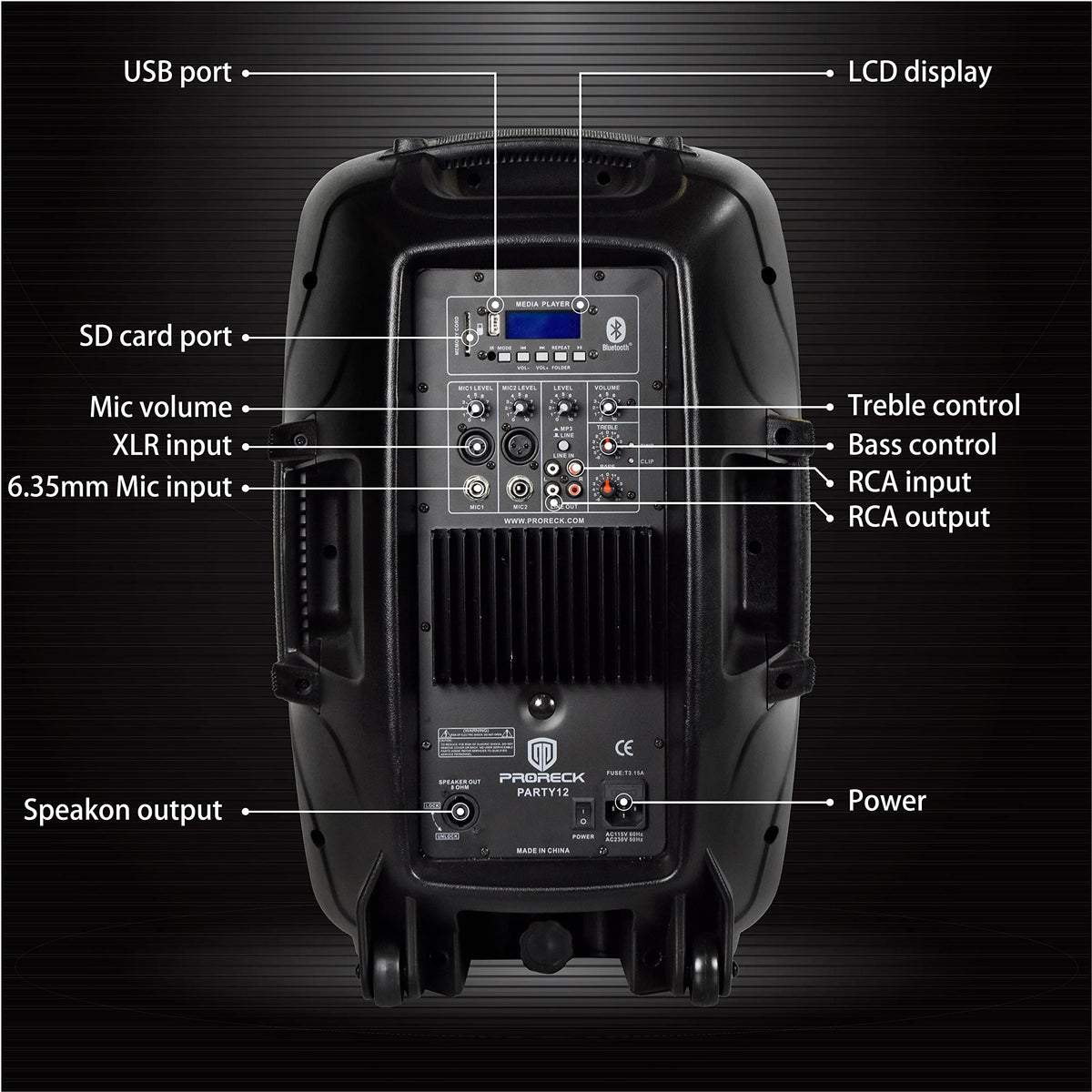 12-Inch 1800W 2-Way Powered PA Speaker System Combo Set with Speaker Stands Z997634