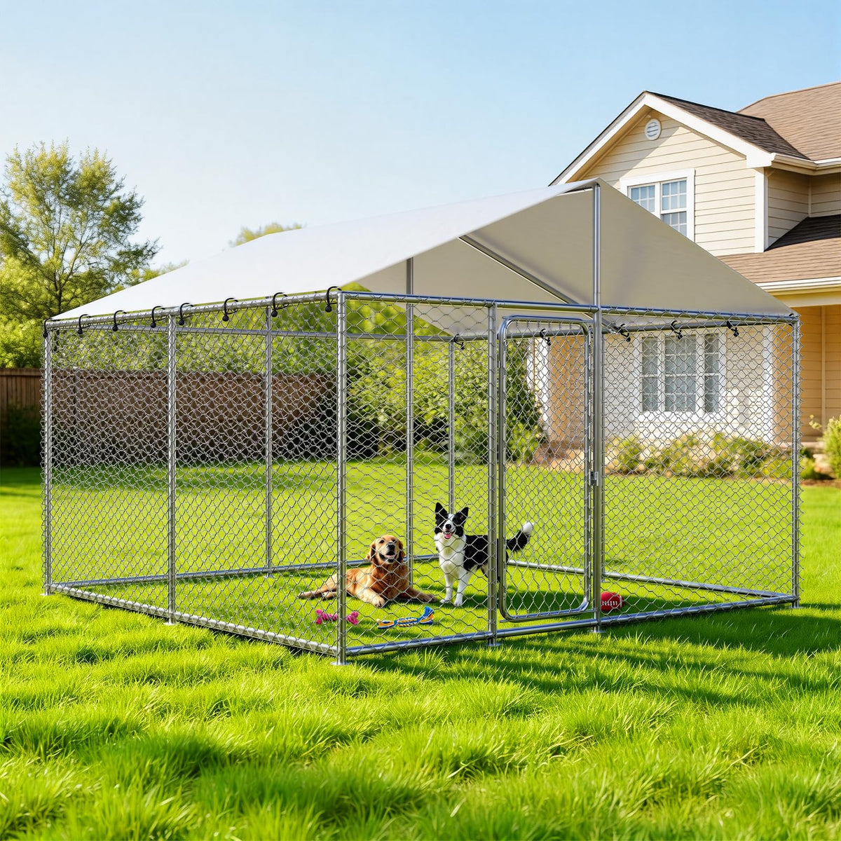 10x10 FT Outdoor Dog Kennel with Roof J152