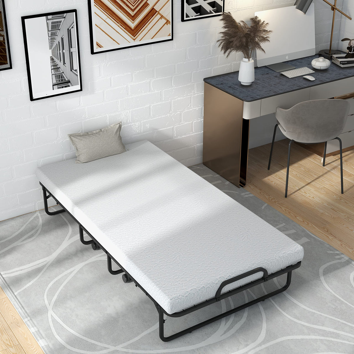 Folding Twin Size Portable Bed with 4” Memory Foam Mattress S990450